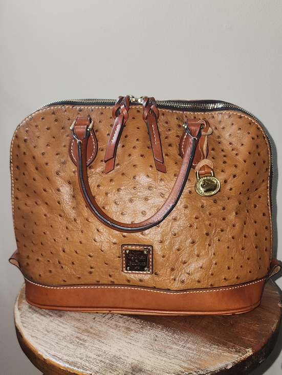 Dooney & Bourke Handbags - Dooney & Bourke Tan Brown Ostrich Embossed Satchel Purse Project